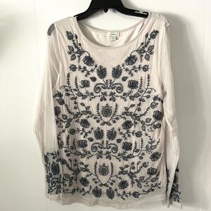 Sundance mesh embroidered beaded long sleeve